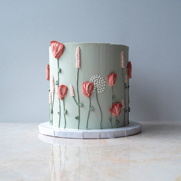 Grüne Torte in Wiesenoptik