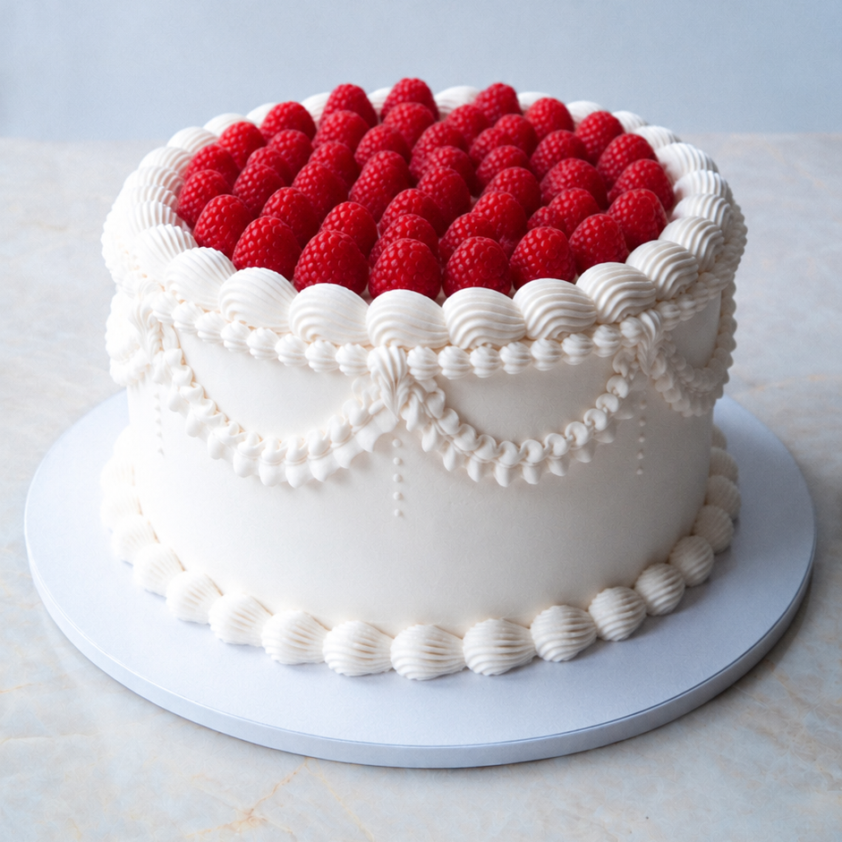 Veganer Vintage Cake mit Himbeeren