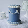 Veganer Vintage Cake in blau weiß
